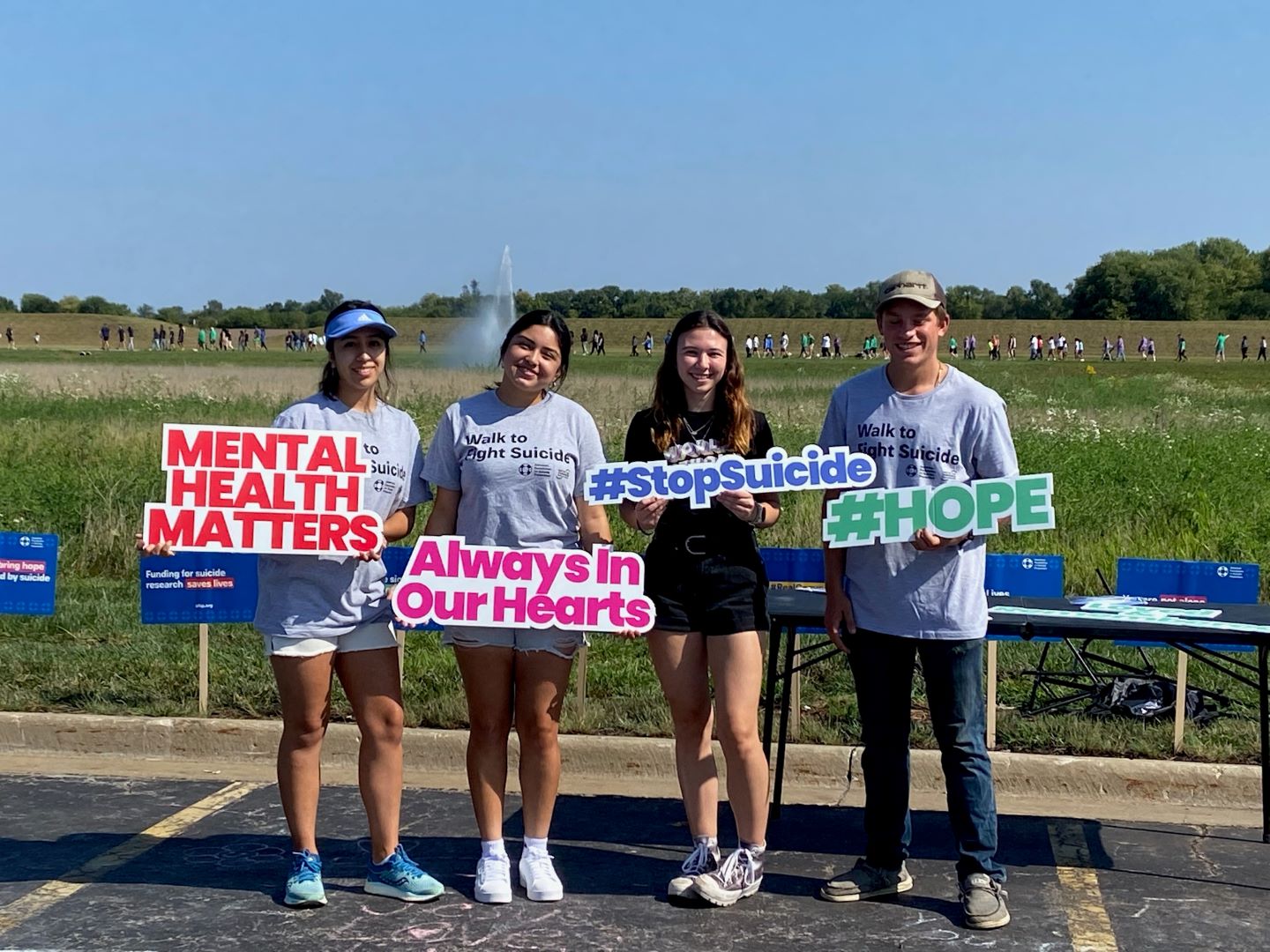 GSU Men's and Women's Cross Country student-athletes participating in the 2023 Walk With Us in Kankakee - (L-R) Elizabeth Rios, Diana Perez, Marielle King, Connor Overacker.