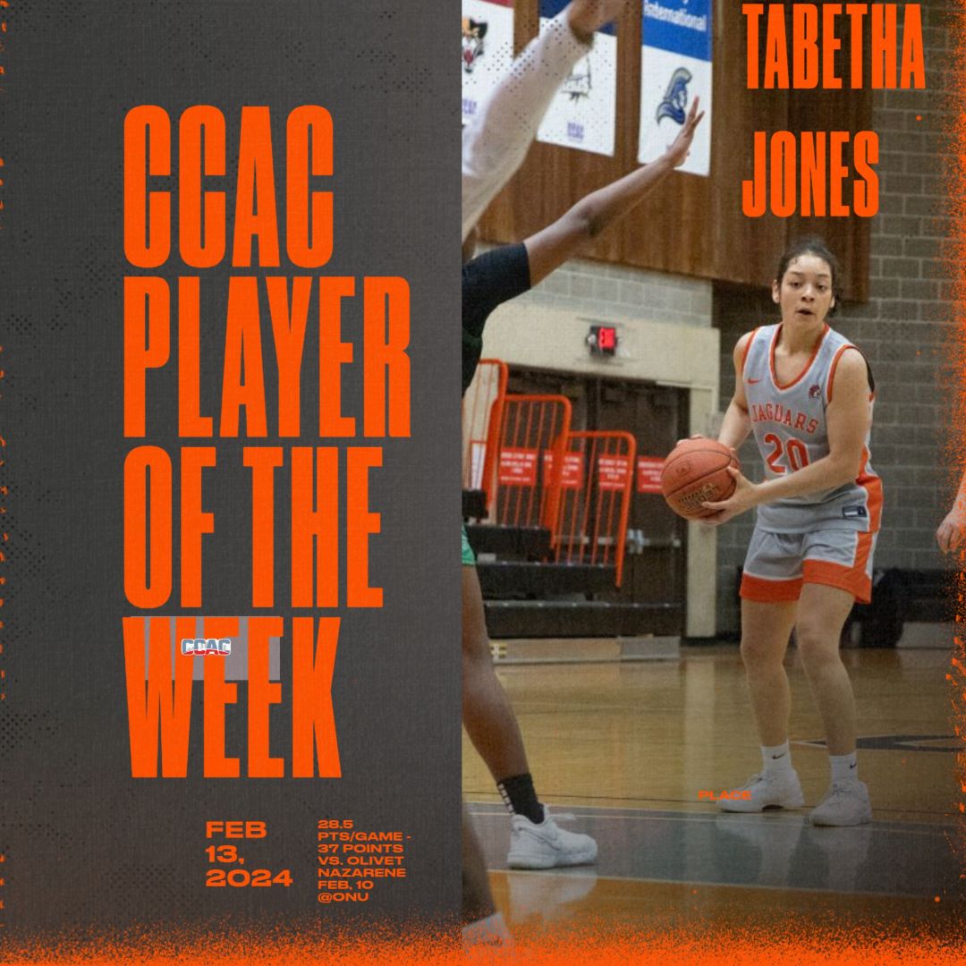 TABETHA JONES EARNS THIRD CCAC PLAYER OF WEEK HONOR AFTER RECORD-SETTING GAME