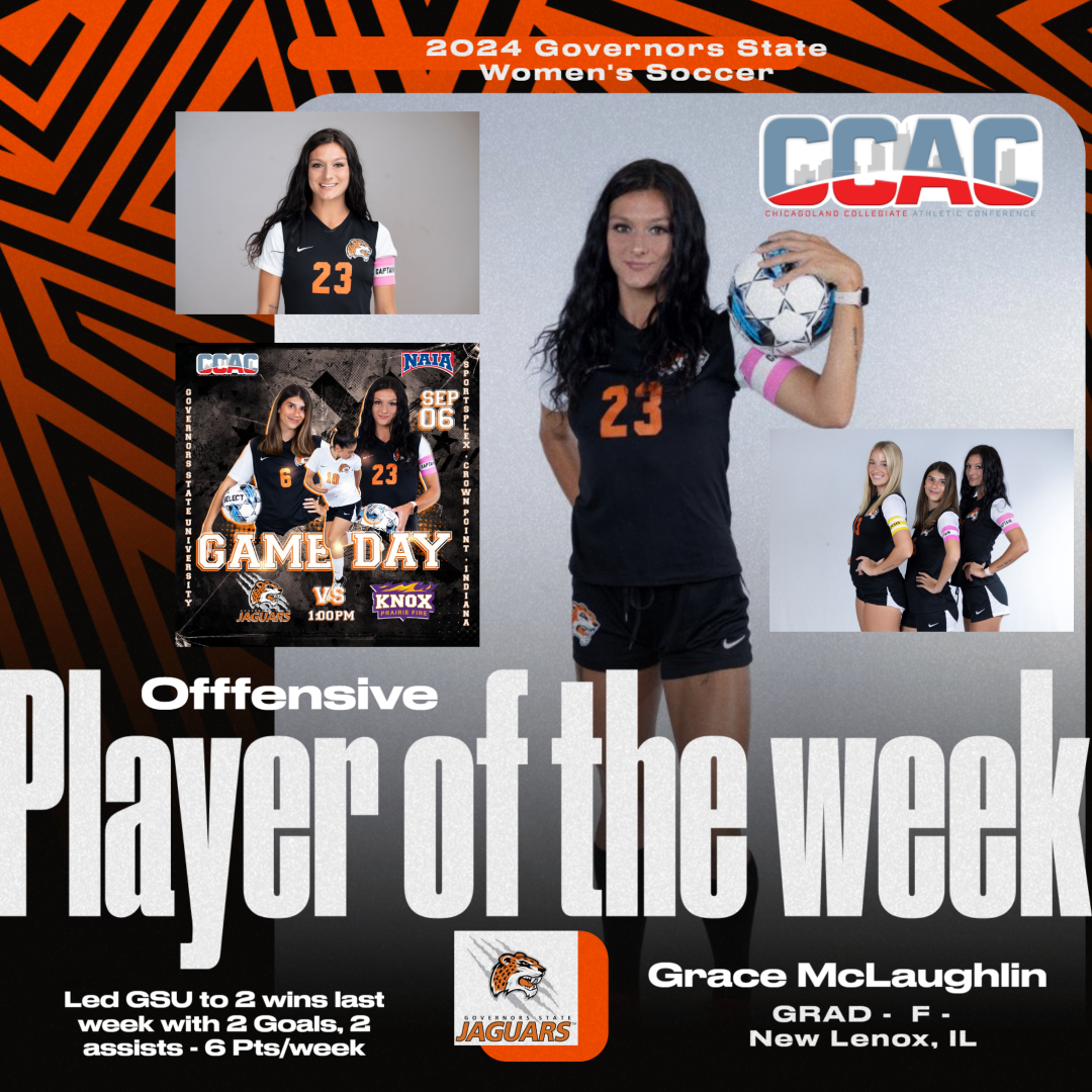 GSU Jaguar Women's Soccer CCAC Conference Offensive Player of the Week - Grace McLaughlin