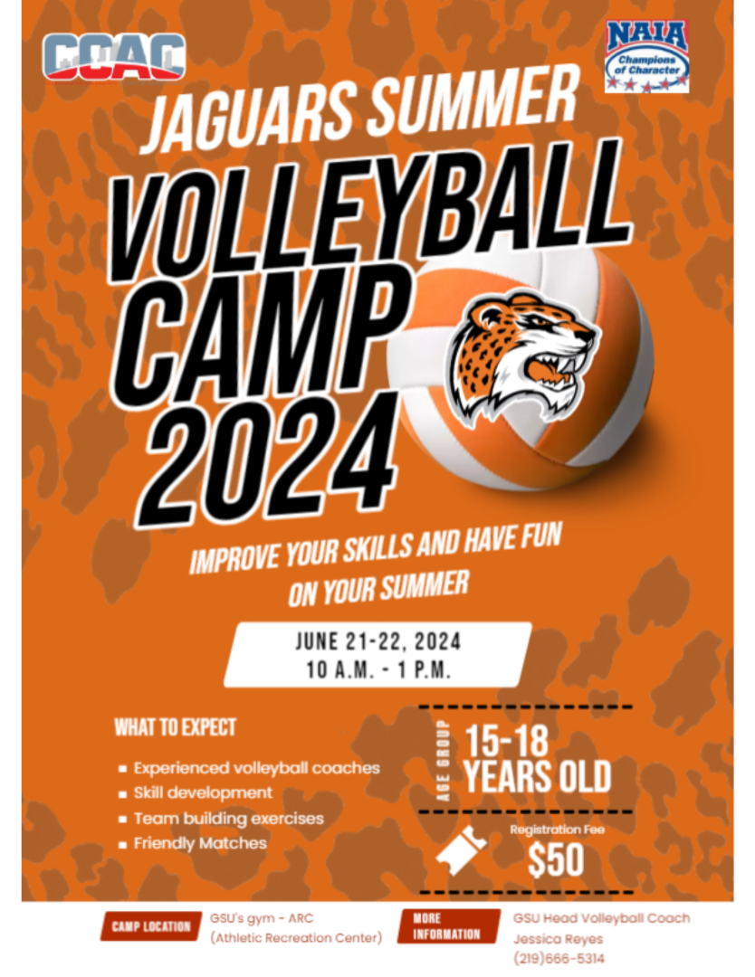 Registration link for volleyball camp -  https://www.govst.edu/jaguars-summer-volleyball-camp-2024/