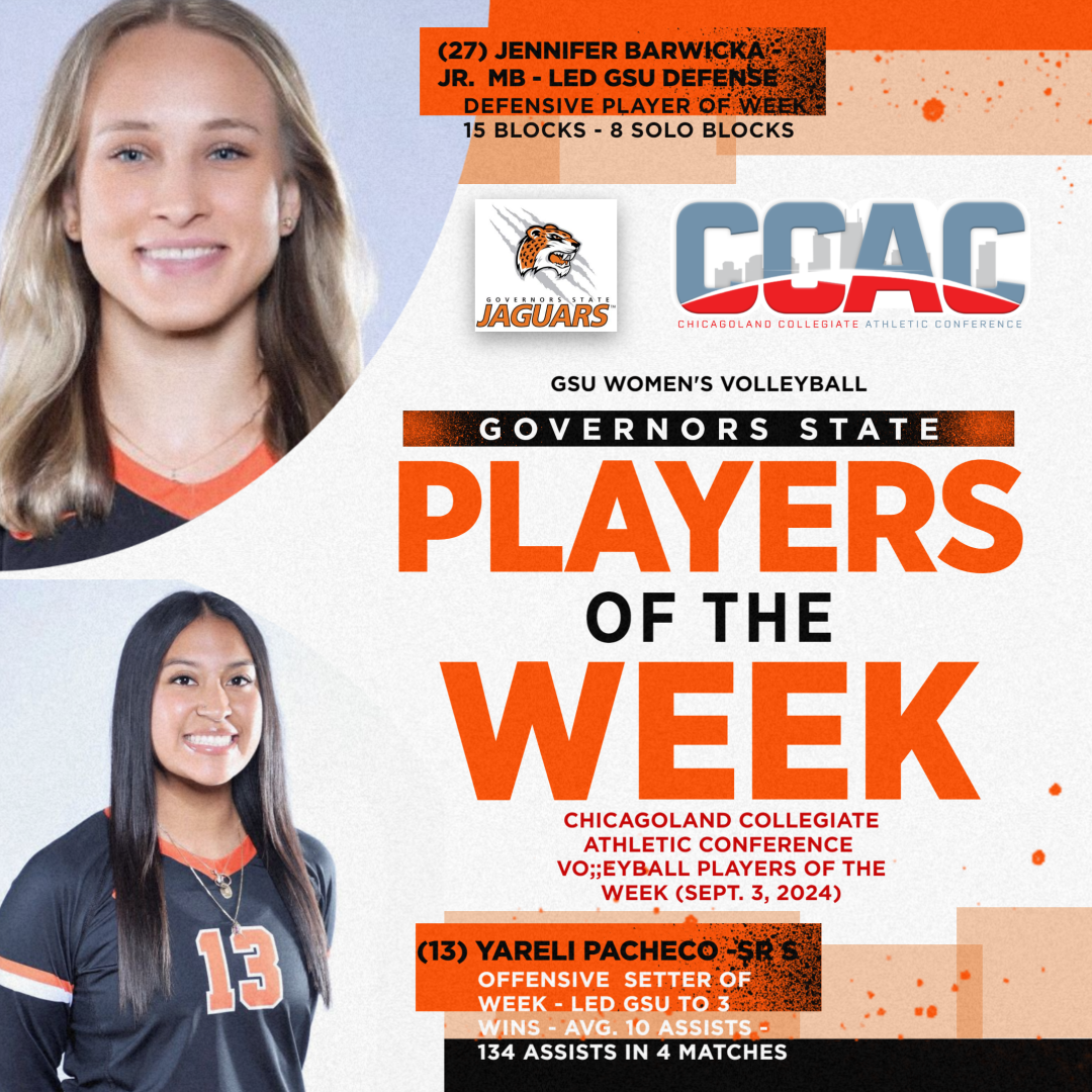 GSU Women's Volleyball Wins 3 of 4 Matches-  Yareli Pacheco - Jennifer Barwicka CCAC Players of Week (Sept. 3, 2024)